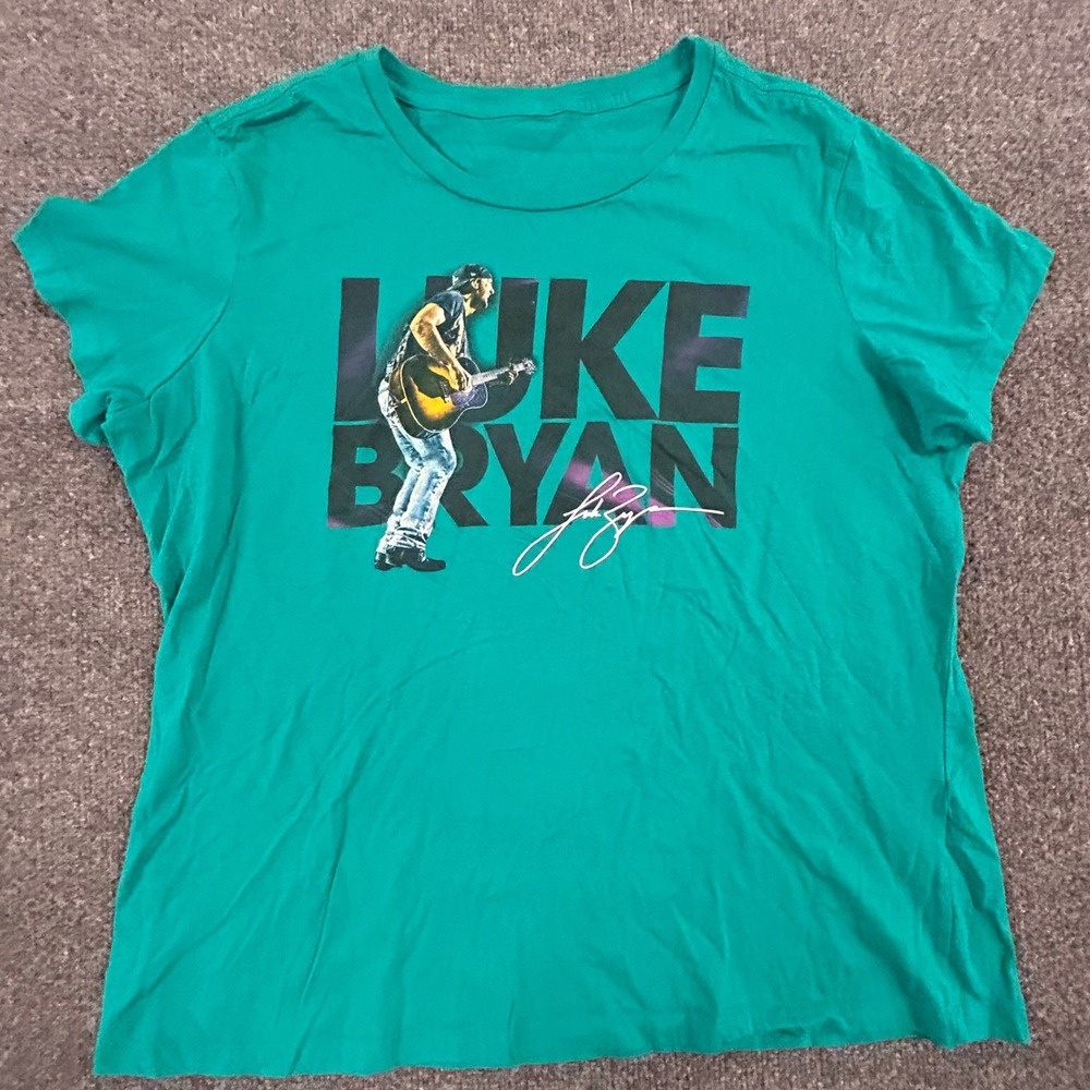 Luke Bryan T-Shirt Womens Size XL Green What Makes You Country Tour Graphic Tee